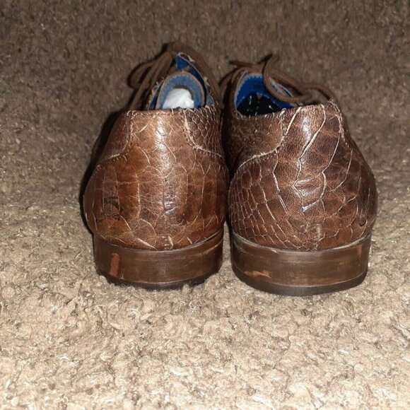 JOHN FLUEVOG-The Headliners-Gable Faux-Python Snakeskin Leather Derby-Sz 9-VG - Picture 5 of 8